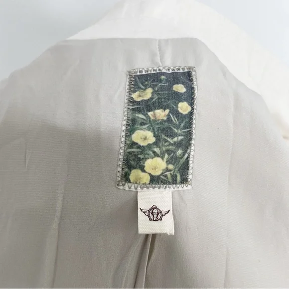 Anthropologie Burning Torch Hand Beaded Embellished Ivory Cotton Jacket Coat